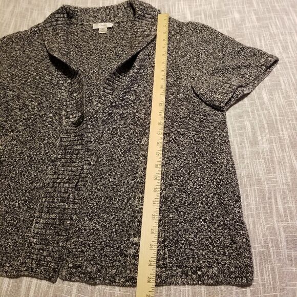 CJ Banks Sweater Womens Plus Size 3X Black White Cardigan Fall Short Sleeve - Picture 6 of 11